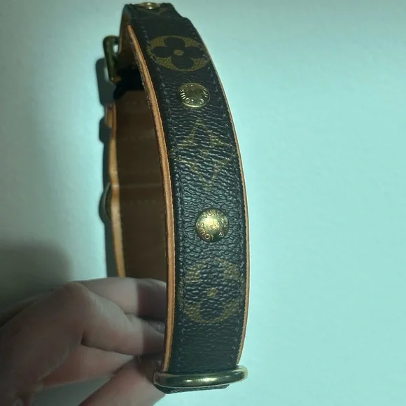 Louis Vuitton Monogram Leather Dog Collar MM Authentic - Picture 7 of 8